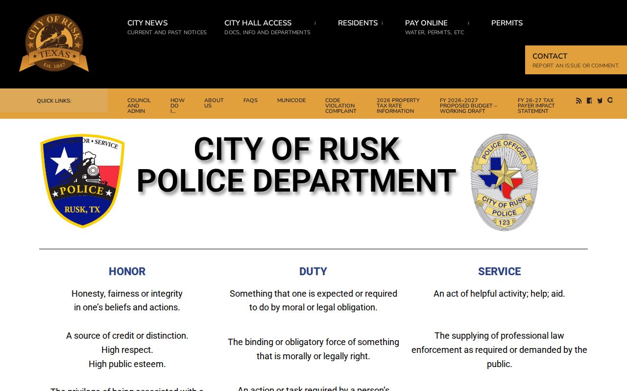 Cherokee County Rusk Police Department record source